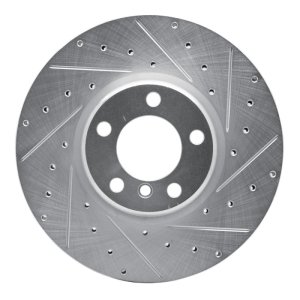 BMW 340I xDrive Brake Rotor (1) - Front Right - R1 Concepts - Drilled & Slotted - Silver - `12-`21